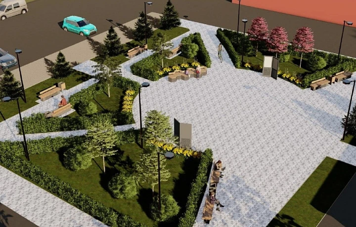 В Алексине Тульской области в сквере на Ленина укладывают новую плитку