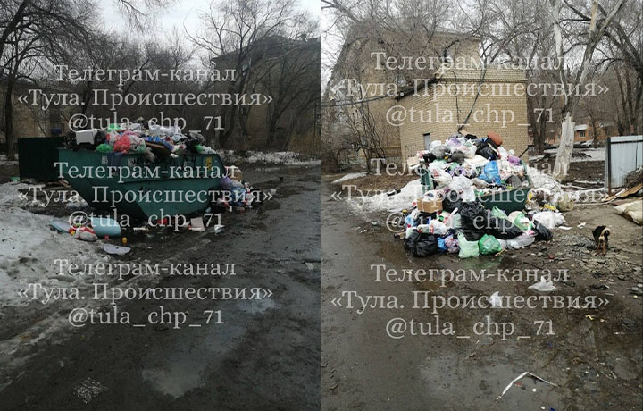 Туляки пожаловались на свалку мусора во дворе дома на улице Баженова