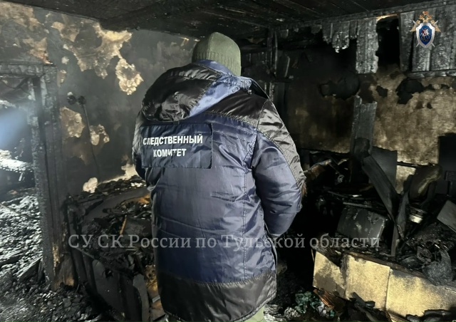 Опубликовано видео с места смертельного пожара в Плавском районе Тульской области