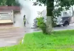 В Щекино загорелась маршрутка
