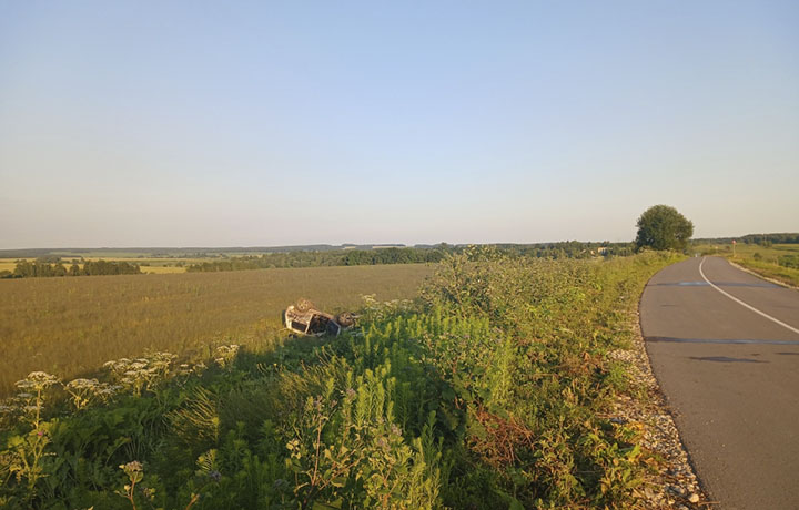 Водитель на автомобиле «ВАЗ» опрокинулся в кювет в Алексинском районе