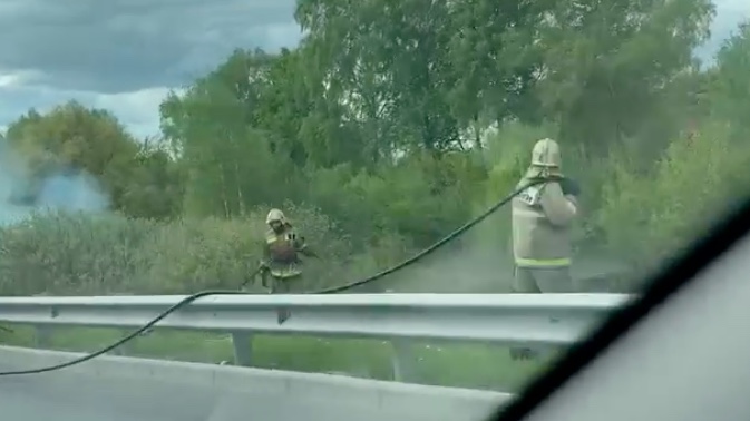 В Туле загорелась сухая трава