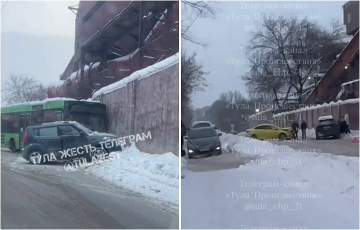 В Туле на Косой Горе столкнулись автобус и легковушка