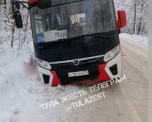 Автобус №21А застрял в снегу по пути в деревню Мызу