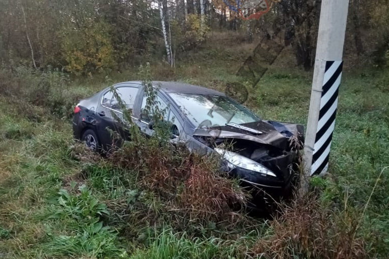 Иномарка слетела в кювет и врезалась в столб на трассе в Ясногорском районе: водитель погиб