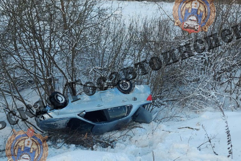 На трассе М-2 в Алексинском районе иномарка слетела в кювет