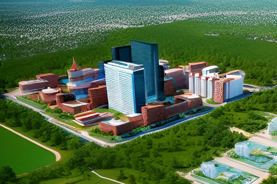 В городе будущего много небоскребов и деревье / Илья Беспалов