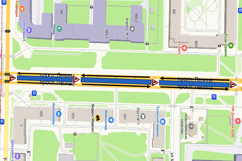 Речь идет о данном участке проспекта Ленина / администрация Тулы
