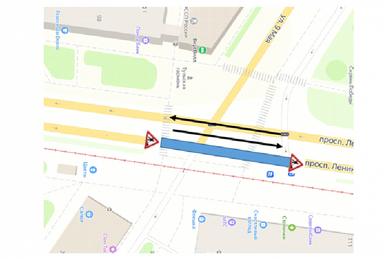 Схема автомобильного движения на проспекте Ленина поменяется на данном участке / администрация Тулы