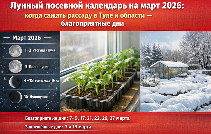 Лунный посевной календарь на март 2026: удачные дни посадки рассады в Тульской области