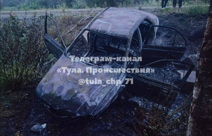 На трассе Тула-Белев сгорел автомобиль, водитель госпитализирован