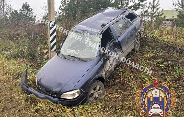 Водитель Opel в Алексине попал в больницу после того, как его машина вылетела в кювет