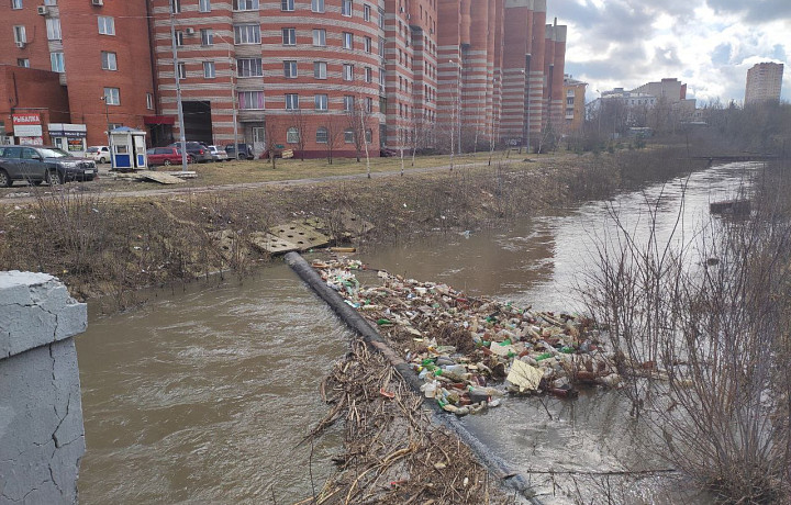 Туляки пожаловались на свалку из бутылок на реке Воронке у Красноармейского проспекта в Туле