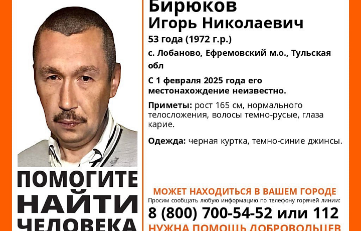 В Тульской области почти месяц разыскивают пропавшего жителя Ефремовского района