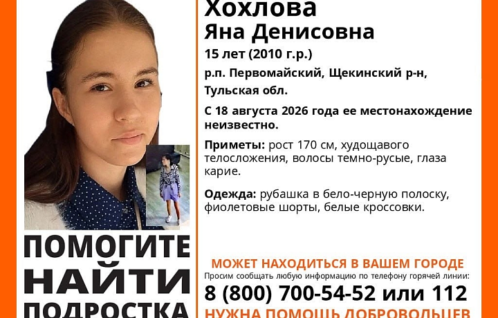 В поселке Первомайский Щекинского района пропала 15-летняя девочка