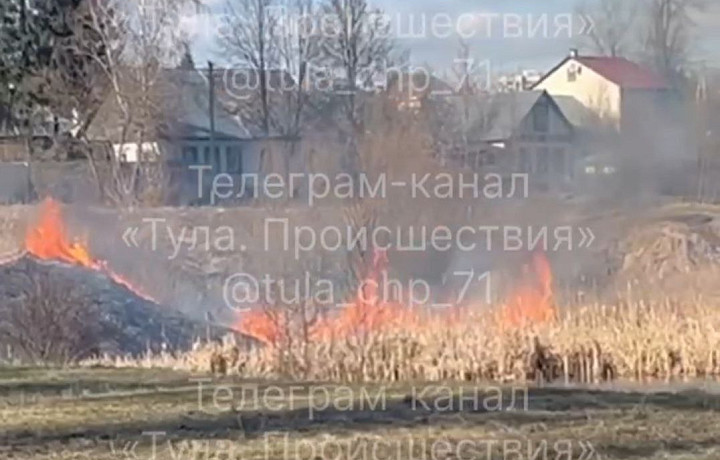 В Пролетарском парке Тулы горит сухая трава, а в селе Большая Тросна в дыму оказалось кладбище