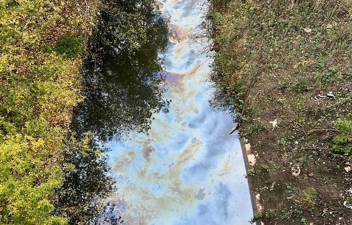 На реке Воронка в Туле заметили маслянистые пятна с запахом растворителя