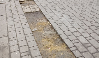 На улицах Новомосковска меняют тактильные плитки для слабовидящих пешеходов