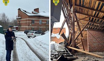 Ещё одна крыша дома частично рухнула в Заокском районе
