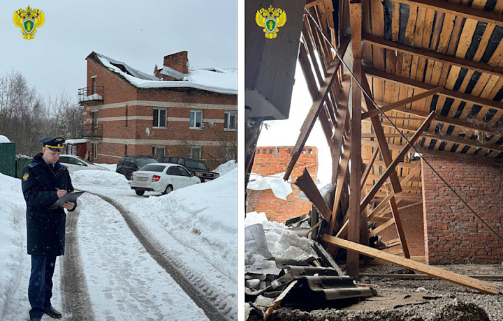 Ещё одна крыша дома частично рухнула в Заокском районе