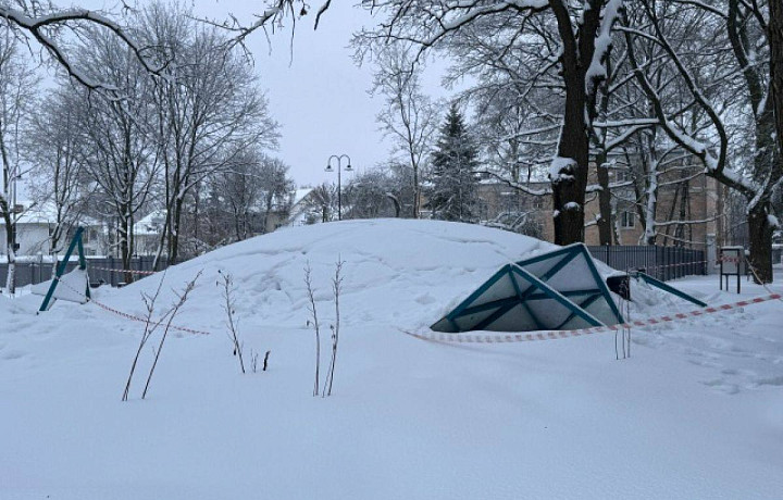 В парке Щекино из-за непогоды обрушился павильон