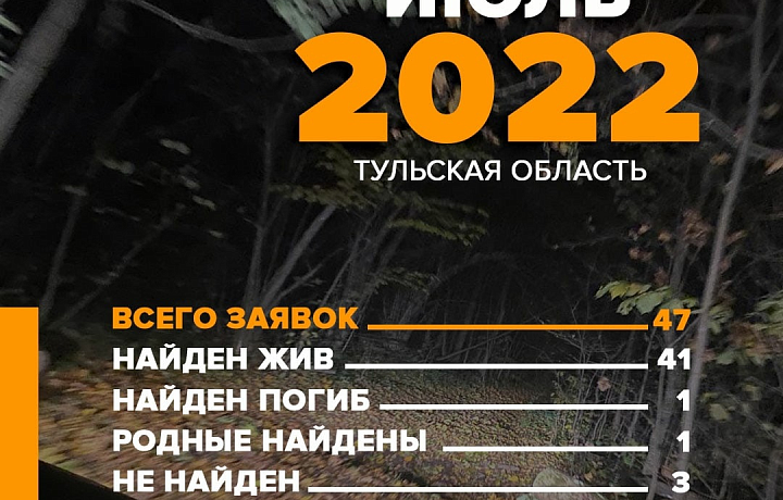 За июль в Тульской области пропали 47 человек