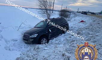 В Киреевском районе водитель на SsangYong съехал в кювет