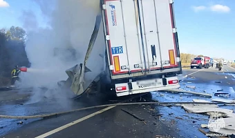 Появились фото с места смертельного ДТП с двумя фурами в Щекинском районе