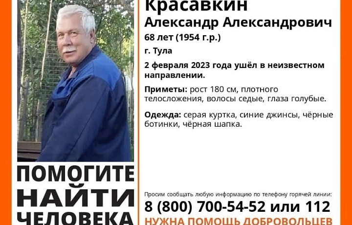 В Тульской области пропал 68-летний мужчина