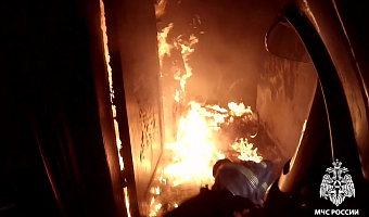 В МЧС показали кадры спасения троих взрослых и ребёнка на пожаре в Новомосковске