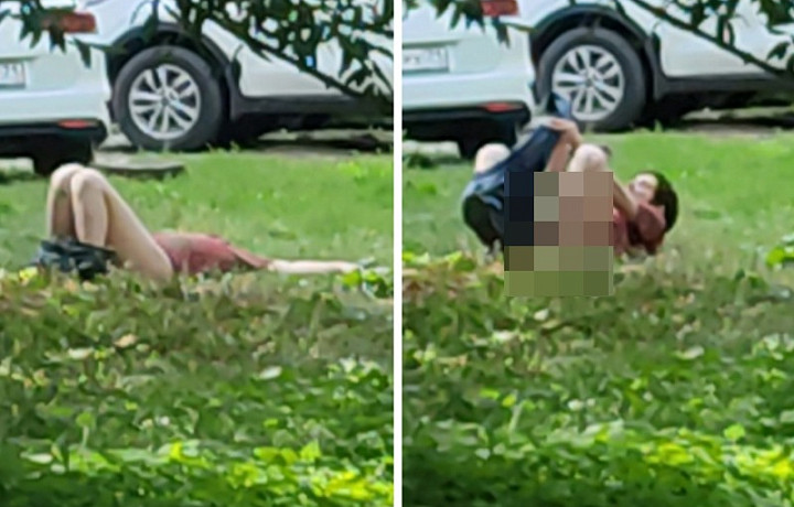 На улице Бундурина в Туле мужчина лег на газон и разделся догола