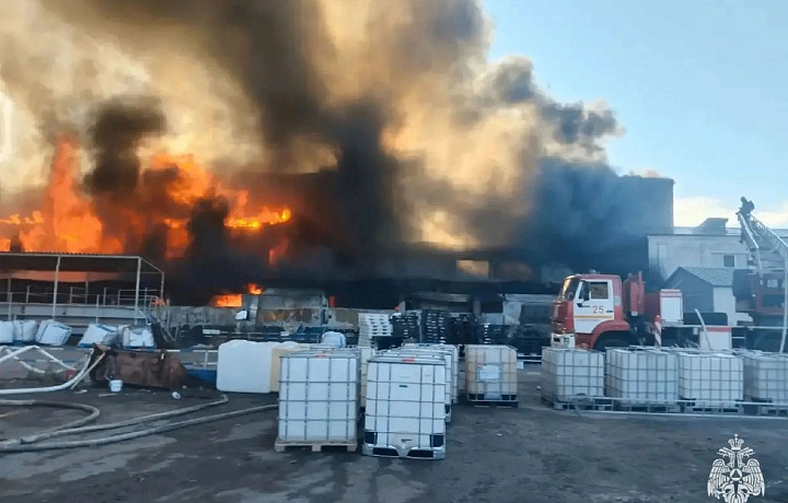 В Новомосковске потушили крупный пожар на заводе по переработке отходов