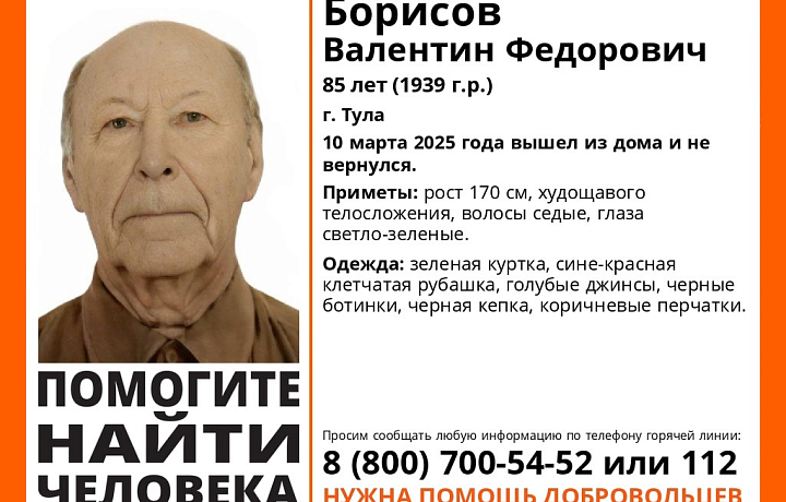 В Туле продолжается поиск пропавшего пенсионера: жителей просят поделиться записями с видеорегистраторов