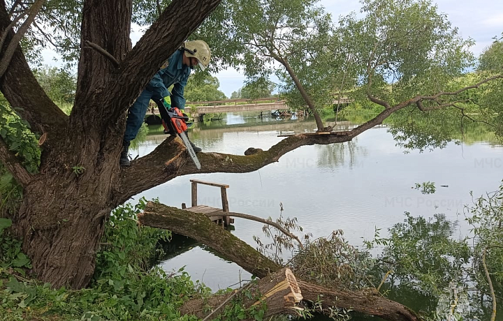 В тульской деревне Мерлиновка спасатели приступили к расчистке реки Упы