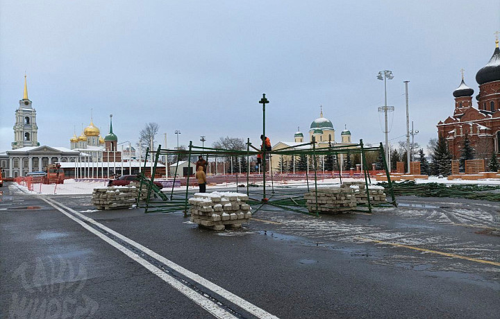 В Туле приступили к установке новогодней елки