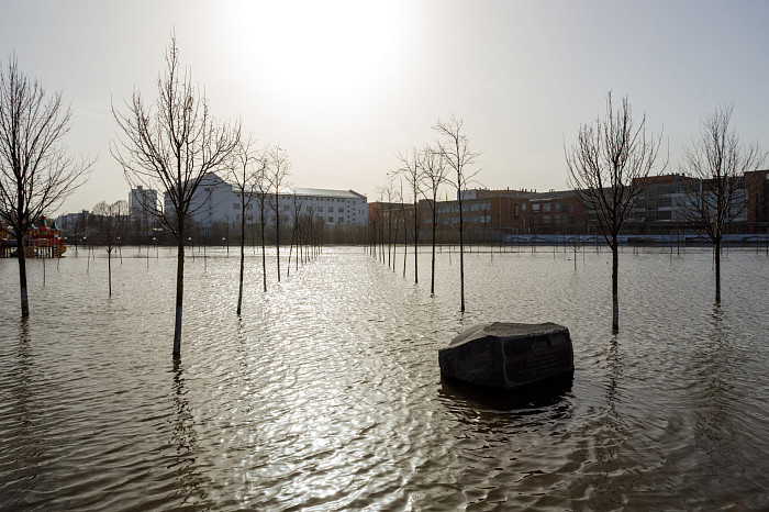 Заплыв у детского городка, затопленное кафе и завораживающая водная гладь: фоторепортаж с набережной в центре Тулы
