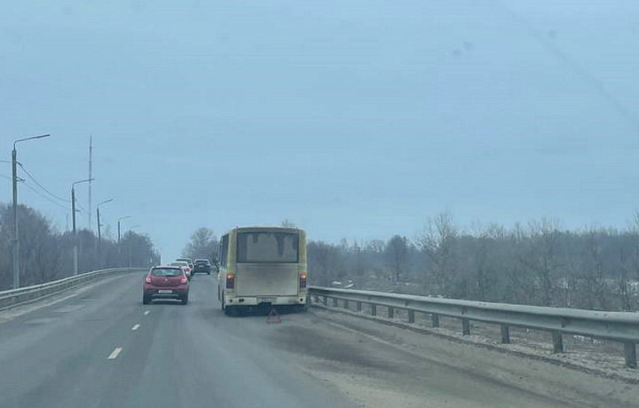 На Щекинском шоссе в Туле у автобуса вывернуло колеса