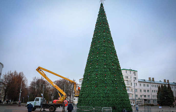 В Новомосковске завершается монтаж новогодней елки