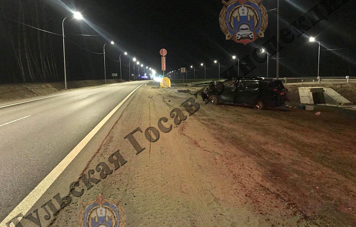 Под Тулой водитель Toyota Alphard врезался в отбойник