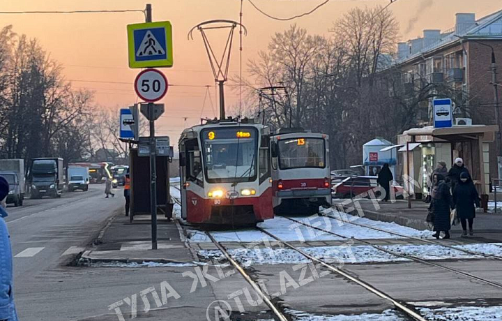В тульском Криволучье встали трамваи