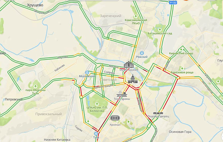 Тула вечером 23 января встала в восьмибалльных пробках