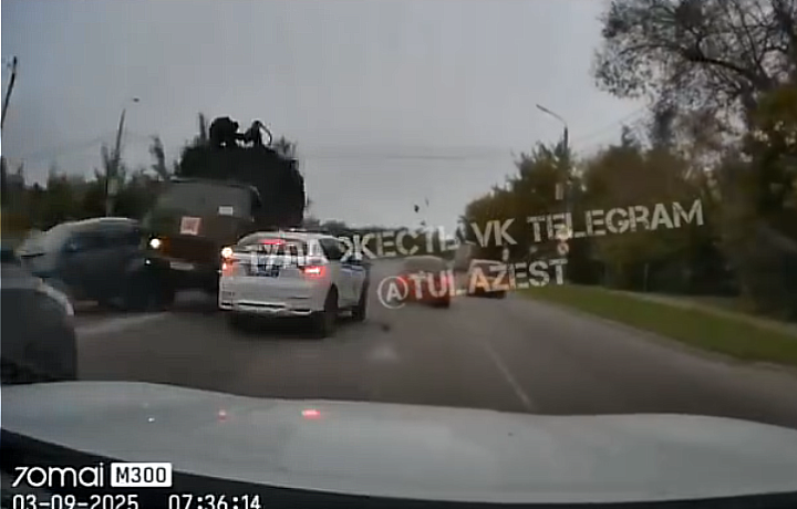 Момент массового ДТП на улице Рязанской в Туле попал на видео