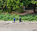 Рабочие убрали со дна пруда в Платоновском парке Тулы 20 мешков бутылок и лом