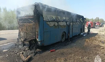 Спасатели потушили загоревшийся автобус на трассе «Тула – Новомосковск»
