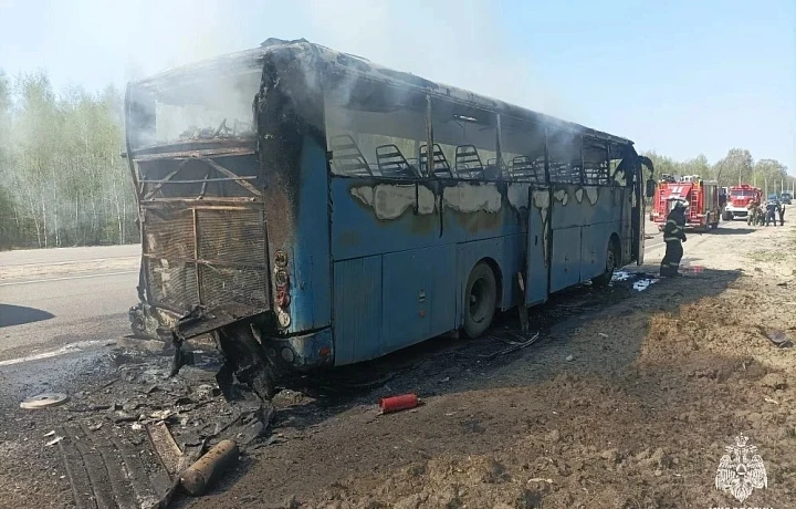 Спасатели потушили загоревшийся автобус на трассе «Тула – Новомосковск»