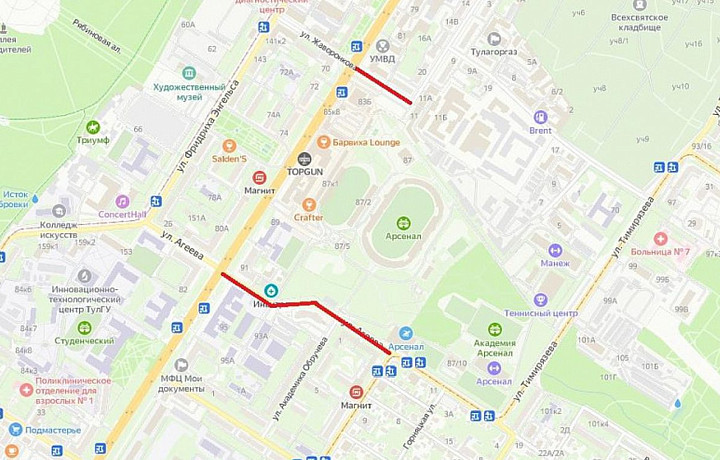 23 июля в Туле около стадиона ограничат движение транспорта