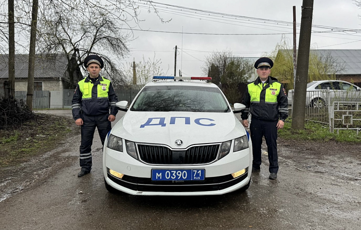 Тульские автоинспекторы помогли автоледи заменить на автомобиле пробитое колесо