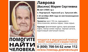 В Чернском районе пропала 86-летняя пенсионерка в фиолетовой куртке