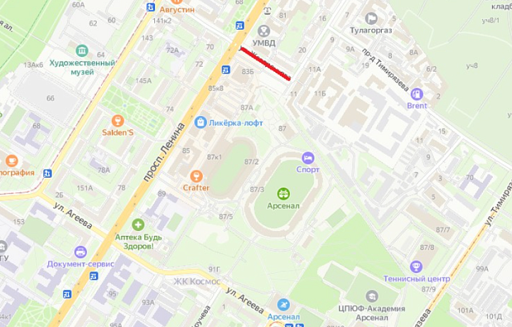 На улице Жаворонкова в Туле запретят остановку и стоянку автомобилей 5 октября