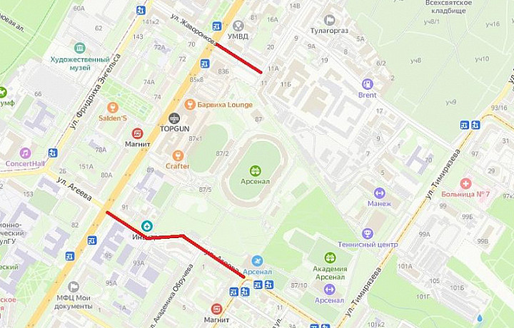 ﻿В Туле 25 ноября ограничат движение транспорта из-за матча